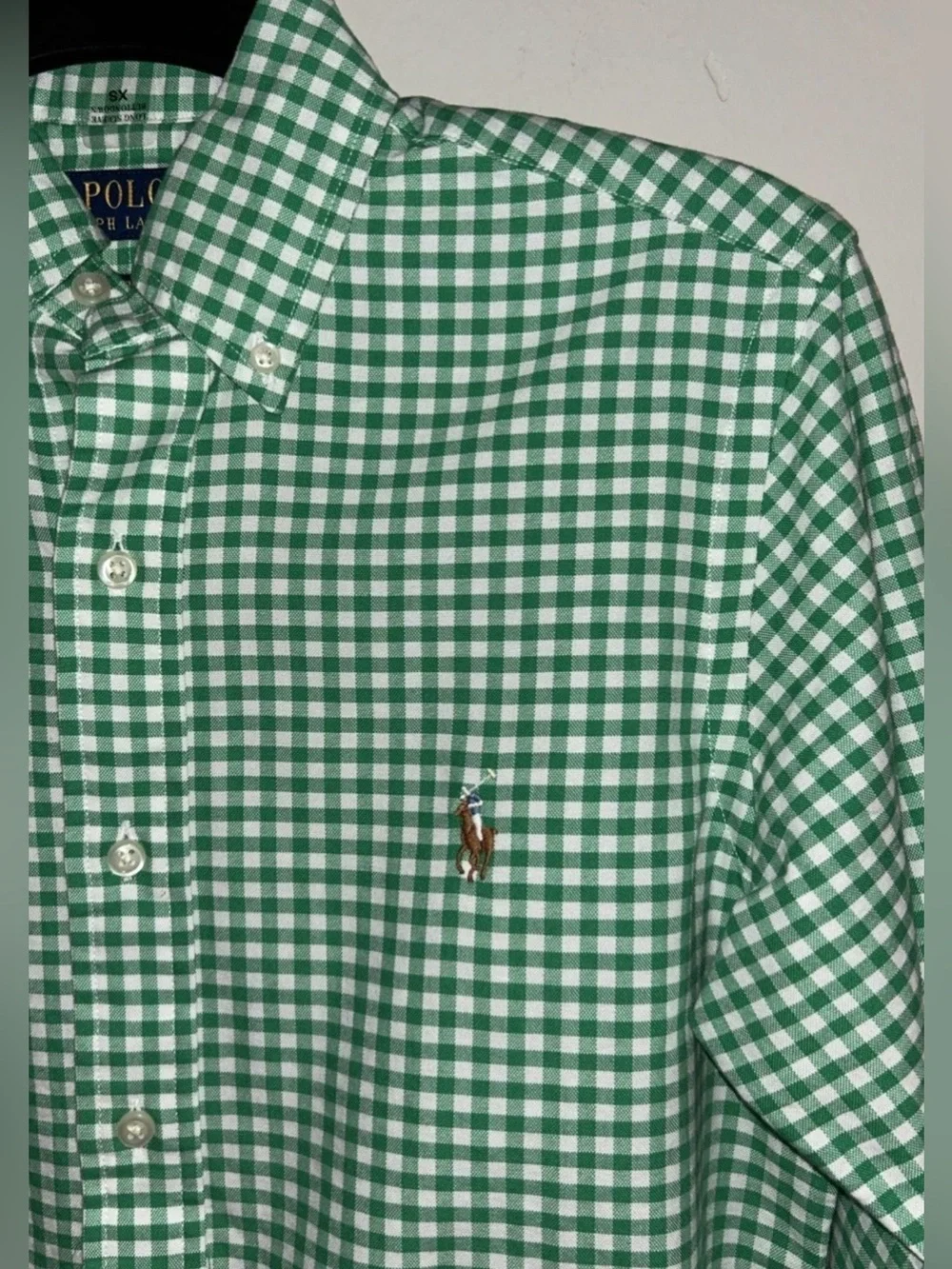 Polo Ralph Lauren Gingham Long Sleeves Button Down Shirt Green/White Sz XS NWT